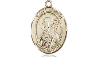 14kt Gold Saint Brigid of Ireland Medal Engraved Catholic Saint Jewelry