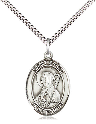 Pewter Saint Brigid of Ireland Medal Religious Jewelry Engraved Catholic Saint Jewelry