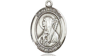 Pewter Saint Brigid of Ireland Medal Engraved Catholic Saint Jewelry