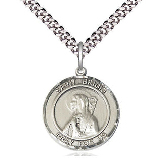 Pewter Saint Brigid of Ireland Medal Religious Jewelry Engraved Catholic Saint Jewelry