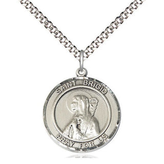 Pewter Saint Brigid of Ireland Medal Religious Jewelry Engraved Catholic Saint Jewelry