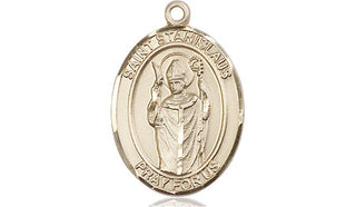 14kt Gold Saint Stanislaus Medal Engraved Catholic Saint Jewelry