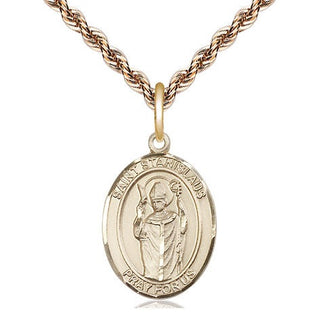 14kt Gold Saint Stanislaus Medal Engraved Catholic Saint Jewelry