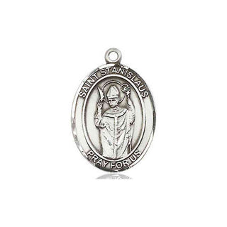 Sterling Silver Saint Stanislaus Medal Religious Jewelry Engraved Catholic Saint Jewelry