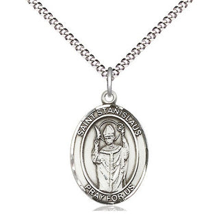 Sterling Silver Saint Stanislaus Medal Religious Jewelry Engraved Catholic Saint Jewelry