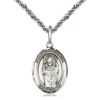 Sterling Silver Saint Stanislaus Medal Religious Jewelry Engraved Catholic Saint Jewelry