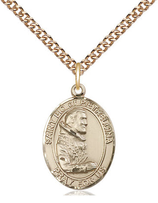 14kt Gold Filled Saint Pio of Pietrelcina Medal Religious Jewelry Engraved Catholic Saint Jewelry