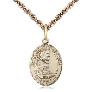 14kt Gold Saint Pio of Pietrelcina Medal Engraved Catholic Saint Jewelry