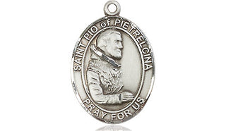Sterling Silver Saint Pio of Pietrelcina Medal Religious Jewelry Engraved Catholic Saint Jewelry