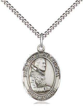 Sterling Silver Saint Pio of Pietrelcina Medal Religious Jewelry Engraved Catholic Saint Jewelry