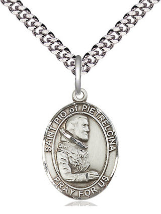 Sterling Silver Saint Pio of Pietrelcina Medal Religious Jewelry Engraved Catholic Saint Jewelry