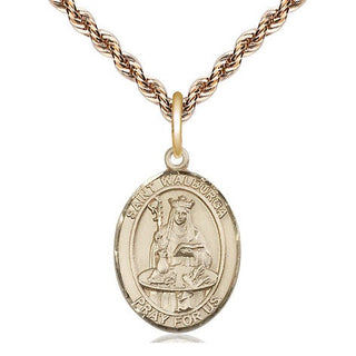 14kt Gold Saint Walburga Medal Engraved Catholic Saint Jewelry