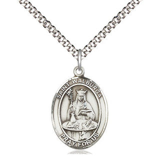 Pewter Saint Walburga Medal Religious Jewelry Engraved Catholic Saint Jewelry