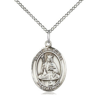 Sterling Silver Saint Walburga Medal Religious Jewelry Engraved Catholic Saint Jewelry