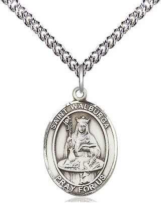 Sterling Silver Saint Walburga Medal Religious Jewelry Engraved Catholic Saint Jewelry