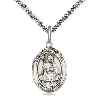 Sterling Silver Saint Walburga Medal Religious Jewelry Engraved Catholic Saint Jewelry