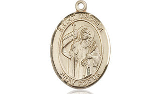 14kt Gold Filled Saint Ursula Medal Engraved Catholic Saint Jewelry