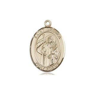 14kt Gold Saint Ursula Medal Engraved Catholic Saint Jewelry