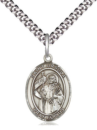 Pewter Saint Ursula Medal Religious Jewelry Engraved Catholic Saint Jewelry