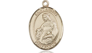 14kt Gold Filled Saint Agnes of Rome Medal Engraved Catholic Saint Jewelry