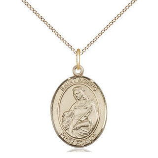 14kt Gold Filled Saint Agnes of Rome Medal Religious Jewelry Engraved Catholic Saint Jewelry