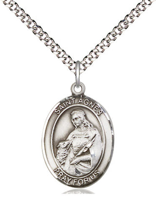 Pewter Saint Agnes of Rome Medal Religious Jewelry Engraved Catholic Saint Jewelry