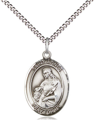 Sterling Silver Saint Agnes of Rome Medal Religious Jewelry Engraved Catholic Saint Jewelry