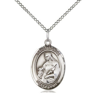 Sterling Silver Saint Agnes of Rome Medal Religious Jewelry Engraved Catholic Saint Jewelry