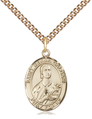 14kt Gold Saint Gemma Galgani Medal Engraved Catholic Saint Jewelry