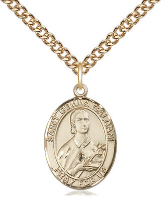 14kt Gold Saint Gemma Galgani Medal Engraved Catholic Saint Jewelry