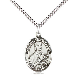 Sterling Silver Saint Gemma Galgani Medal Religious Jewelry Engraved Catholic Saint Jewelry