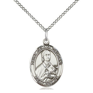 Sterling Silver Saint Gemma Galgani Medal Religious Jewelry Engraved Catholic Saint Jewelry