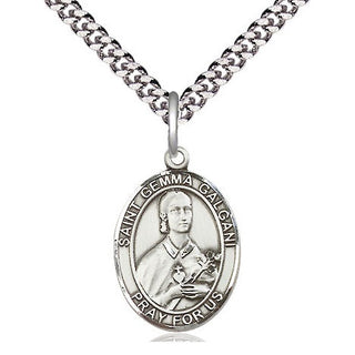 Sterling Silver Saint Gemma Galgani Medal Religious Jewelry Engraved Catholic Saint Jewelry