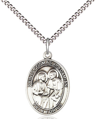 Sterling Silver Saints Cosmas & Damian Medal Religious Jewelry Engraved Catholic Saint Jewelry