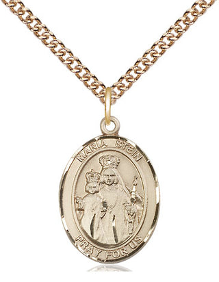 14kt Gold Maria Stein Medal Engraved Catholic Saint Jewelry