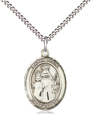 Pewter Maria Stein Medal Religious Jewelry Engraved Catholic Saint Jewelry
