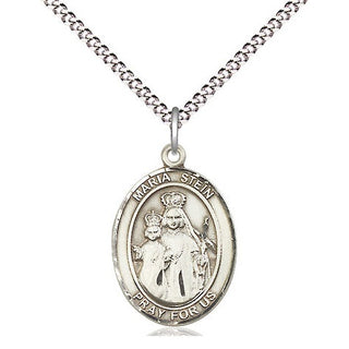 Sterling Silver Maria Stein Medal Religious Jewelry Engraved Catholic Saint Jewelry