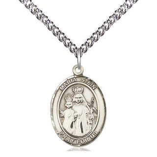 Sterling Silver Maria Stein Medal Religious Jewelry Engraved Catholic Saint Jewelry