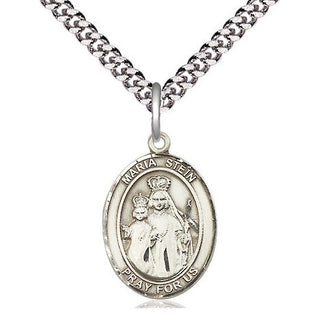 Sterling Silver Maria Stein Medal Religious Jewelry Engraved Catholic Saint Jewelry