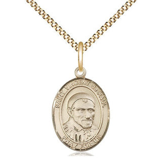14kt Gold Filled Saint Vincent de Paul Medal Religious Jewelry Engraved Catholic Saint Jewelry