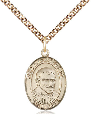 14kt Gold Filled Saint Vincent de Paul Medal Religious Jewelry Engraved Catholic Saint Jewelry