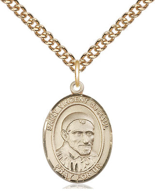 14kt Gold Filled Saint Vincent de Paul Medal Religious Jewelry Engraved Catholic Saint Jewelry