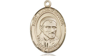 14kt Gold Saint Vincent de Paul Medal Engraved Catholic Saint Jewelry