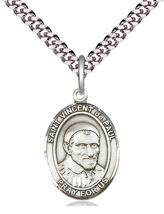Pewter Saint Vincent de Paul Medal Religious Jewelry Engraved Catholic Saint Jewelry