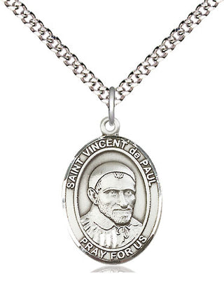 Sterling Silver Saint Vincent de Paul Medal Religious Jewelry Engraved Catholic Saint Jewelry