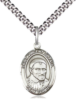 Sterling Silver Saint Vincent de Paul Medal Religious Jewelry Engraved Catholic Saint Jewelry