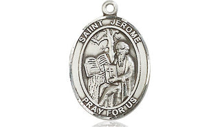 Sterling Silver Saint Jerome Medal Religious Jewelry Engraved Catholic Saint Jewelry