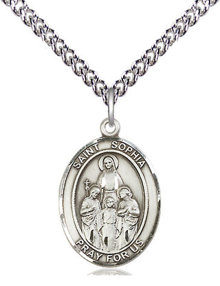 Sterling Silver Saint Sophia Medal Religious Jewelry Engraved Catholic Saint Jewelry