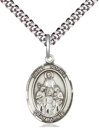 Sterling Silver Saint Sophia Medal Religious Jewelry Engraved Catholic Saint Jewelry
