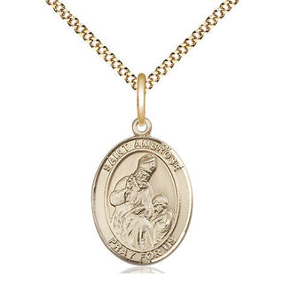 14kt Gold Filled Saint Ambrose Medal Religious Jewelry Engraved Catholic Saint Jewelry